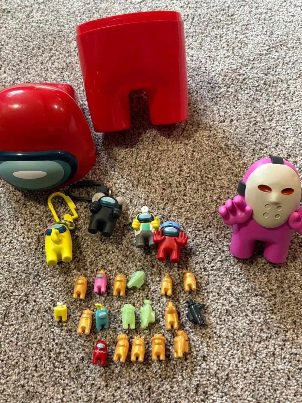 Among Us Figure Lot Mini Crewmates Keychains Red Case